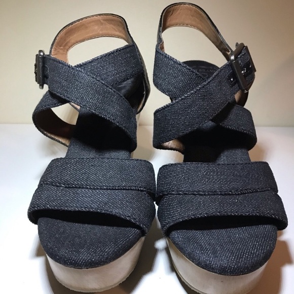 Lucky 🍀 Brand open toed faux-wooden heeled platforms - Picture 3 of 15